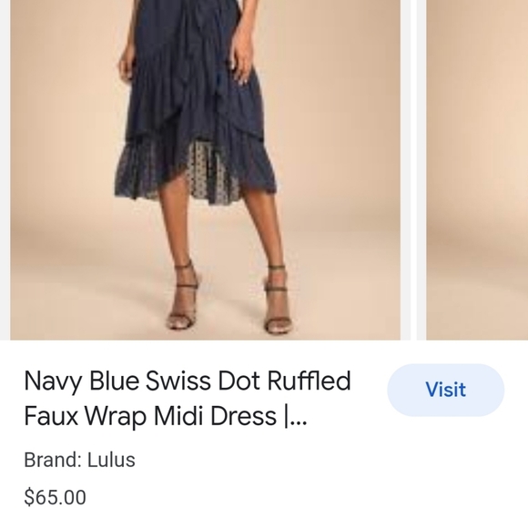 Lulu's Have Harmony Navy Blue Swiss Dot Ruffled Faux Wrap Midi Dress  sz Lrg NWT - Picture 9 of 11